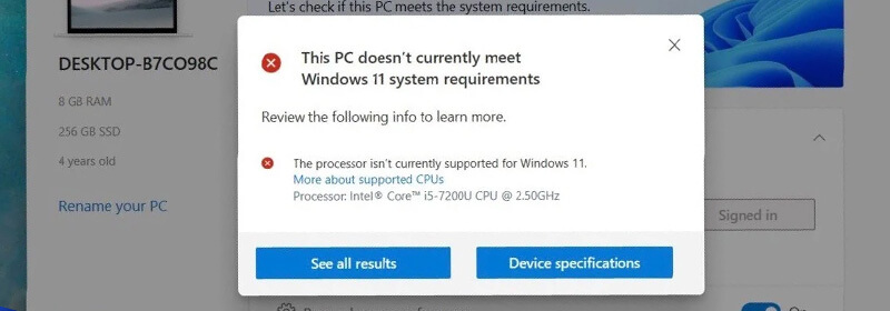 This PC Does Not Meet The Requirements For Windows 11