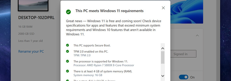 This PC Meets The Requirements for Windows 11