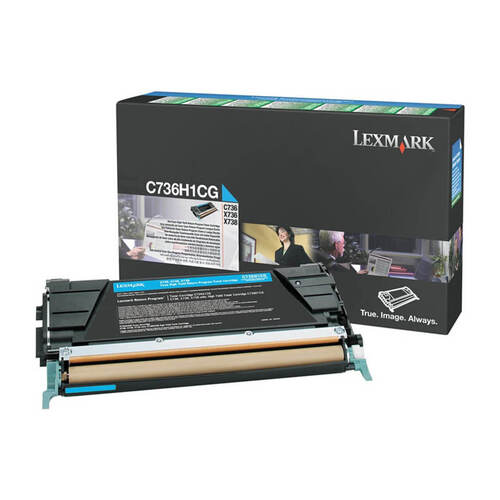 Lexmark Genuine Cyan High Yield Toner Cartridge for C736, X736, X738 Printers C736H1CG