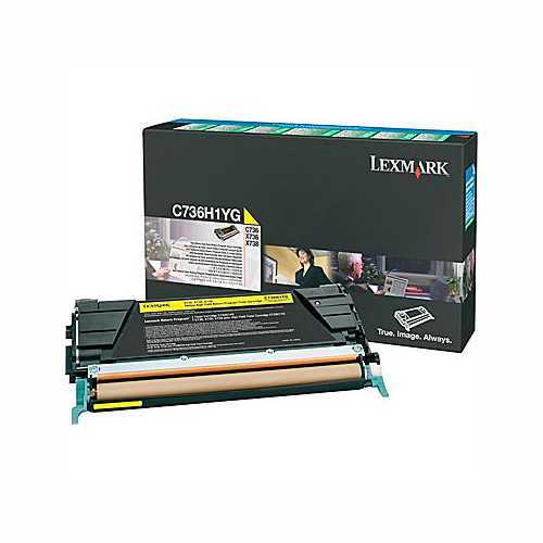 Lexmark Genuine Yellow High Yield Toner Cartridge for C736, X736, X738 Printers C736H1YG