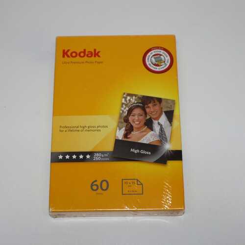 Kodak 280GSM High Gloss Photo Paper 10x15cm - 60 Sheets